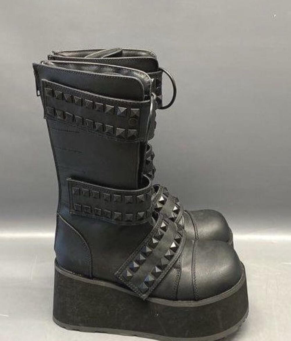 Demonia TRASHVILLE-138 Platform Mid-Calf Boot, Blk Vegan Leather Men's 4 Women 5